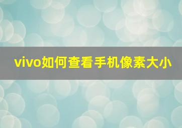 vivo如何查看手机像素大小