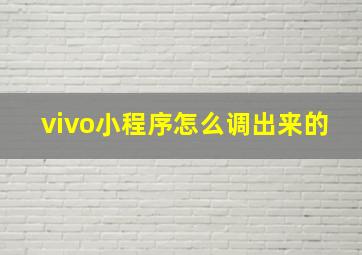 vivo小程序怎么调出来的