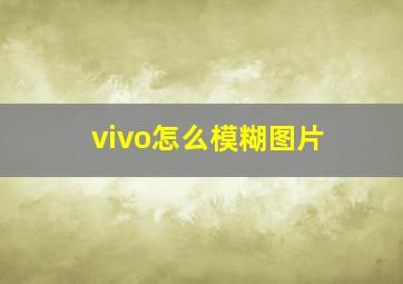 vivo怎么模糊图片