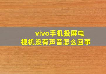 vivo手机投屏电视机没有声音怎么回事