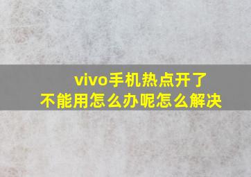 vivo手机热点开了不能用怎么办呢怎么解决