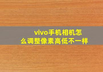 vivo手机相机怎么调整像素高低不一样