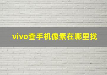 vivo查手机像素在哪里找