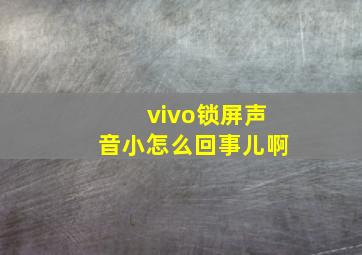 vivo锁屏声音小怎么回事儿啊