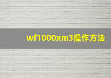 wf1000xm3操作方法