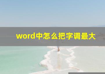 word中怎么把字调最大