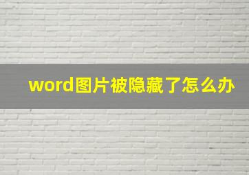 word图片被隐藏了怎么办