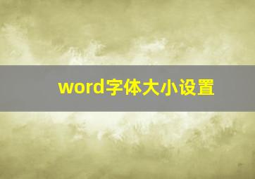 word字体大小设置