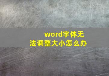 word字体无法调整大小怎么办