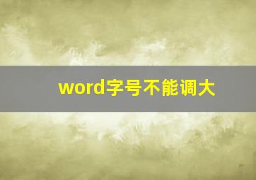 word字号不能调大