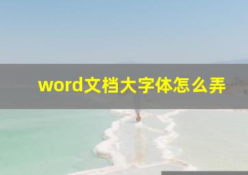 word文档大字体怎么弄