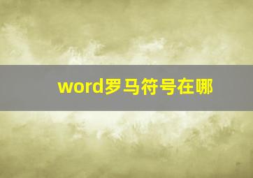 word罗马符号在哪