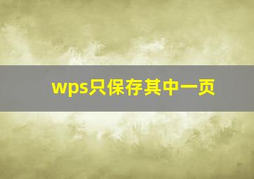 wps只保存其中一页