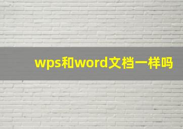 wps和word文档一样吗