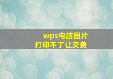 wps电脑图片打印不了让交费