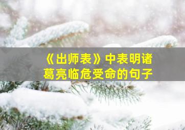 《出师表》中表明诸葛亮临危受命的句子