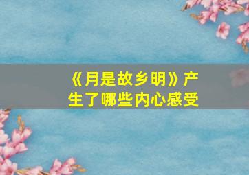 《月是故乡明》产生了哪些内心感受