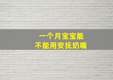 一个月宝宝能不能用安抚奶嘴