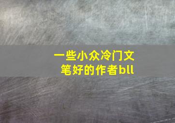 一些小众冷门文笔好的作者bll