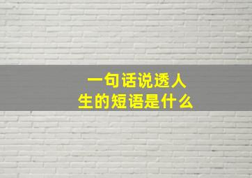 一句话说透人生的短语是什么