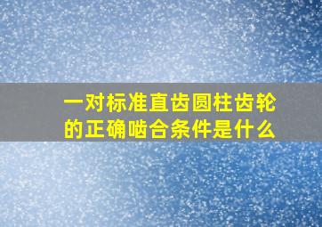 一对标准直齿圆柱齿轮的正确啮合条件是什么