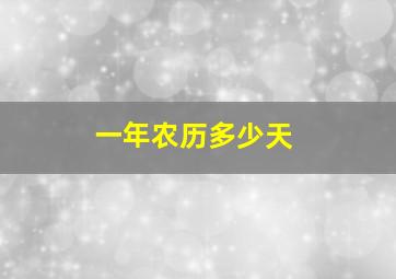 一年农历多少天