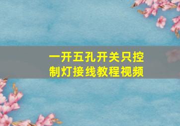 一开五孔开关只控制灯接线教程视频