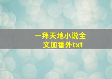 一拜天地小说全文加番外txt