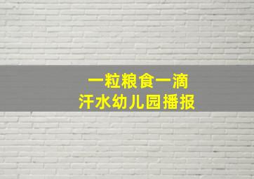 一粒粮食一滴汗水幼儿园播报