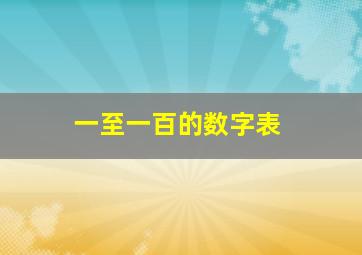 一至一百的数字表