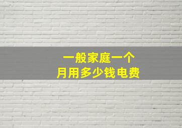 一般家庭一个月用多少钱电费