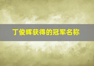 丁俊晖获得的冠军名称