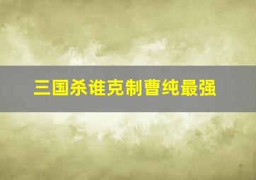 三国杀谁克制曹纯最强