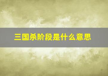 三国杀阶段是什么意思