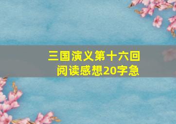 三国演义第十六回阅读感想20字急