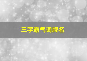 三字霸气词牌名