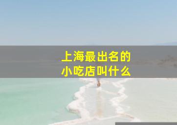 上海最出名的小吃店叫什么