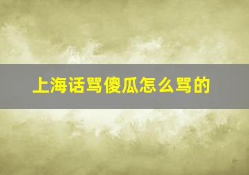 上海话骂傻瓜怎么骂的