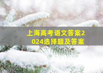 上海高考语文答案2024选择题及答案