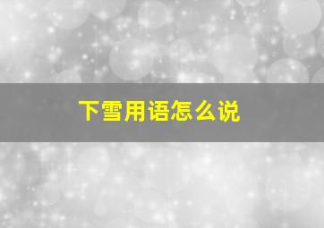 下雪用语怎么说