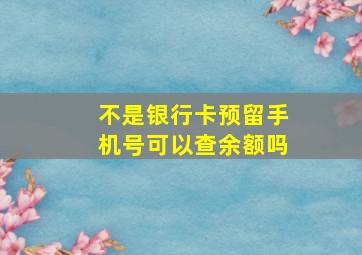 不是银行卡预留手机号可以查余额吗