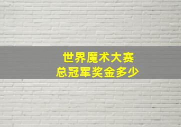 世界魔术大赛总冠军奖金多少