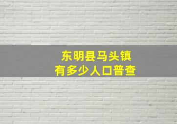 东明县马头镇有多少人口普查