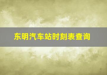 东明汽车站时刻表查询