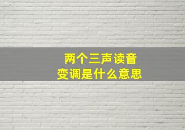 两个三声读音变调是什么意思