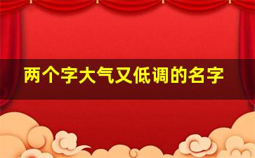 两个字大气又低调的名字