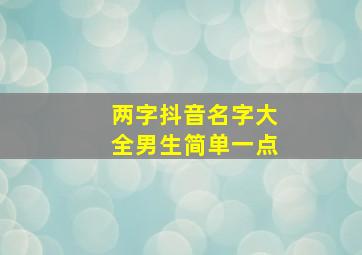 两字抖音名字大全男生简单一点