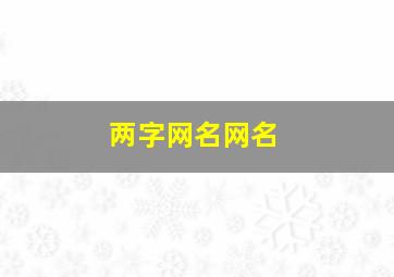 两字网名网名