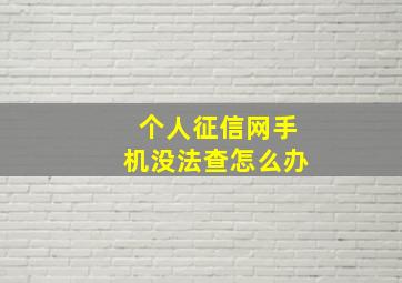 个人征信网手机没法查怎么办