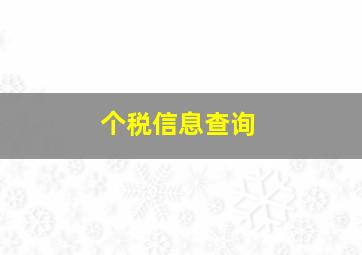 个税信息查询